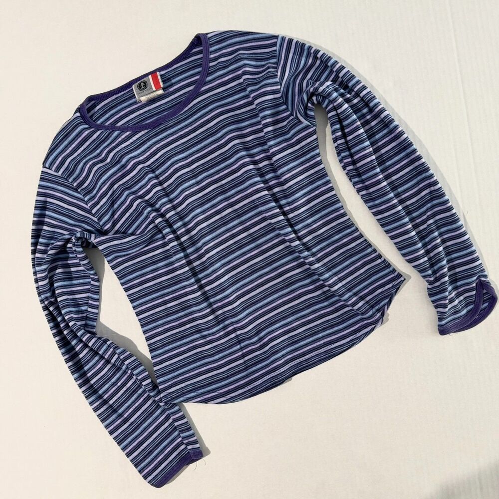 VTG Arizona Jeans, Blue & Purple Striped Long Sleeve T-Shirt, L , Y2K 90s